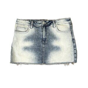 YMI Mini Denim Skirt Y2K Bleach wash Raw Hem 9/29 (34")